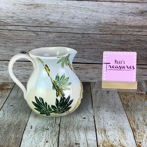 Vintage Antica Fornace Tropical Bamboo Palm Tree Beverage Water Ceramic Pitcher - Picture 1 of 9